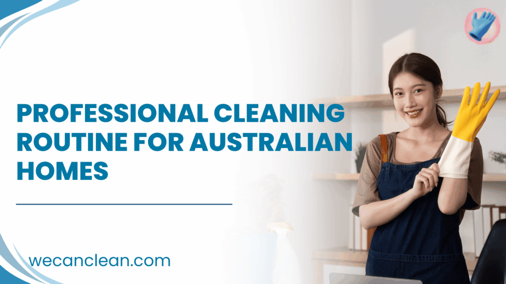Professional cleaning routine showing organized sanitizing and surface cleaning.