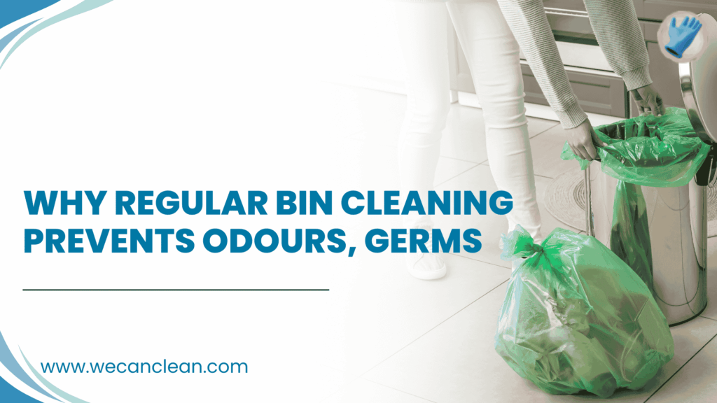 Clean, sanitized garbage bins after regular bin cleaning to prevent odors, pests, and bacteria buildup