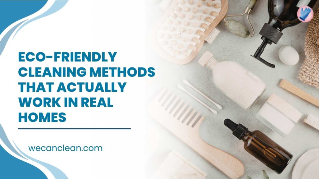 Close-up of tools for Eco Friendly Cleaning Methods in a family home.